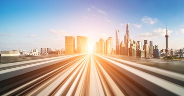 motion blurred train in shanghai china